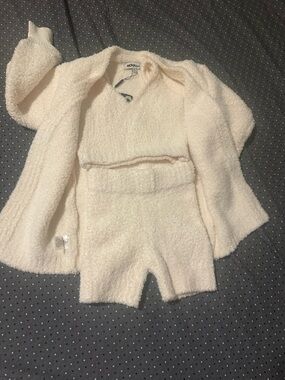 Fashion Nova Cream Plush 3-Piece Lounge Set